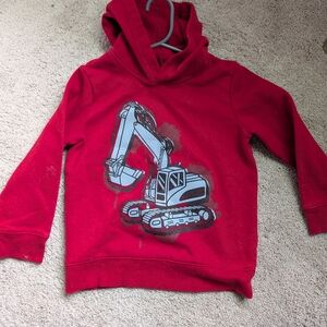 Jumping beans Red Hoodie with Excavator Graphic, 5T